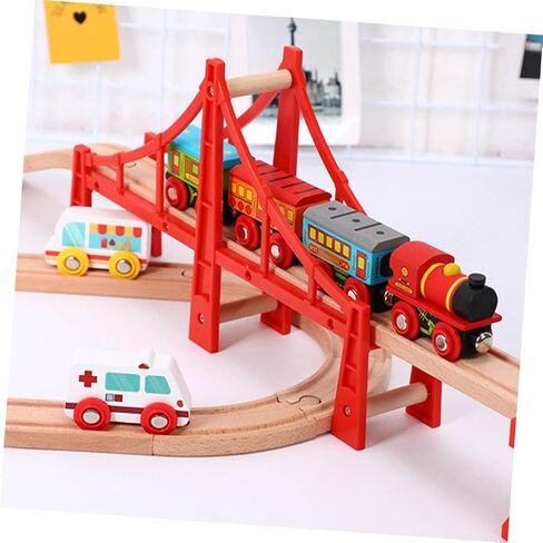 Train Tracks Toys Wooden Raised Bridge Train Track Model Parts Model Toys in Saudi Arabia