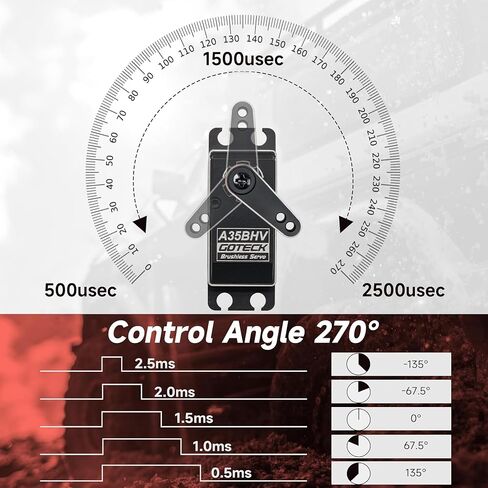 GOTECK 35KG Brushless Digital Servo,8.4V Full Metal Gear Servo,IP67 Waterproof Steering Servo with 25T Servo Horn for 1/10 Scale RC Cars,RC Crawler,Trucks,Boat,Robot Parts (A35BHV-270°) in Saudi Arabia