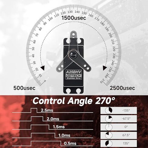 Goteck 25kg Digital Digital Servo ، 8.4V Full Metal Gear Servo ، IP67 مقاوم للماء مع قرن مضاعف 25/10 سيارات RC ، زاحف RC ، شاحنات ، قارب ، أجزاء من الروبوت (A25BHV-270 °) in Saudi Arabia