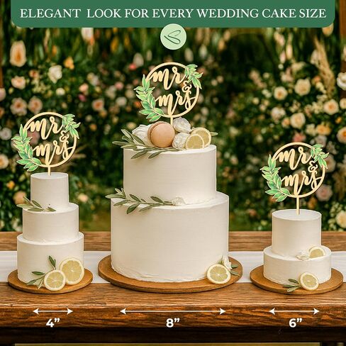 كعكة الزفاف الريفية أغطية أعلى القبعات العروس والعريس - بوهو MR و Mrs Cake Topper ، وود MR و MRS لتوصيل ديكور دش الزفاف ، Sage Green Wedding Cake Cake in Saudi Arabia