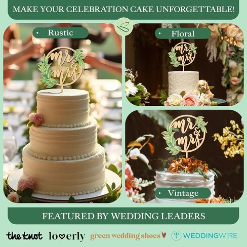 كعكة الزفاف الريفية أغطية أعلى القبعات العروس والعريس - بوهو MR و Mrs Cake Topper ، وود MR و MRS لتوصيل ديكور دش الزفاف ، Sage Green Wedding Cake Cake in Saudi Arabia