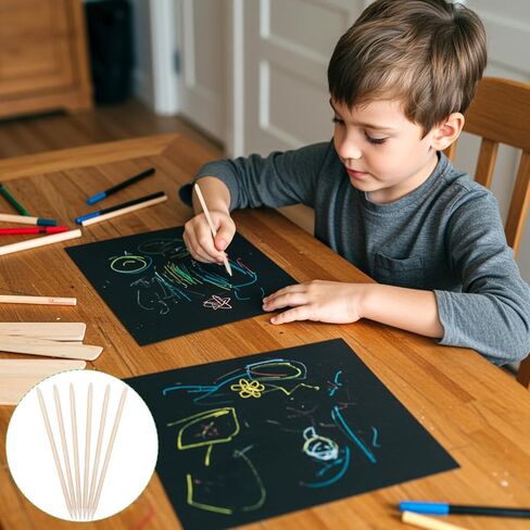 100 Pcs Wooden Stylus Sticks for Scratch Art, Wood Color Sticks Heavy Duty Craft Tools for DIY Creative Draw Christmas Thanksgiving(11.5cm) in Saudi Arabia