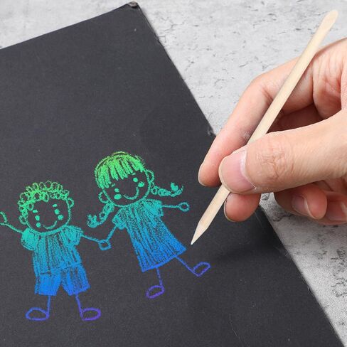 100 Pcs Wooden Stylus Sticks for Scratch Art, Wood Color Sticks Heavy Duty Craft Tools for DIY Creative Draw Christmas Thanksgiving(11.5cm) in Saudi Arabia