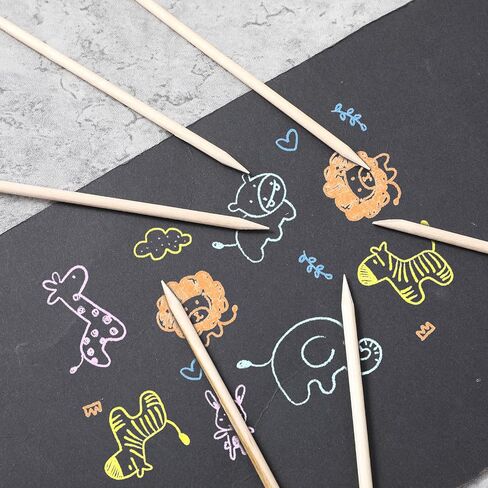 100 Pcs Wooden Stylus Sticks for Scratch Art, Wood Color Sticks Heavy Duty Craft Tools for DIY Creative Draw Christmas Thanksgiving(11.5cm) in Saudi Arabia