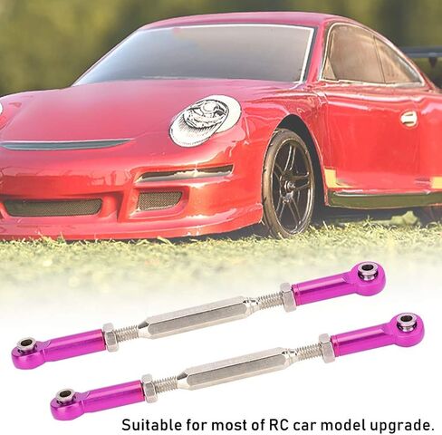 Dilwe RC Car Push Rod,1/10 RC Car Aluminum Alloy Turnbuckle Rod Linkage with Adjustable Length, 88-104mm(Purple) in Saudi Arabia