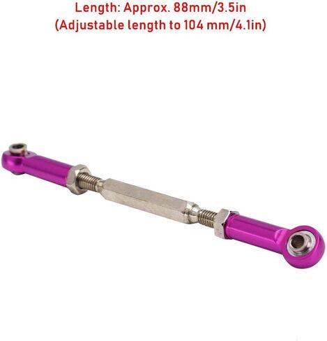 Dilwe RC Car Push Rod,1/10 RC Car Aluminum Alloy Turnbuckle Rod Linkage with Adjustable Length, 88-104mm(Purple) in Saudi Arabia
