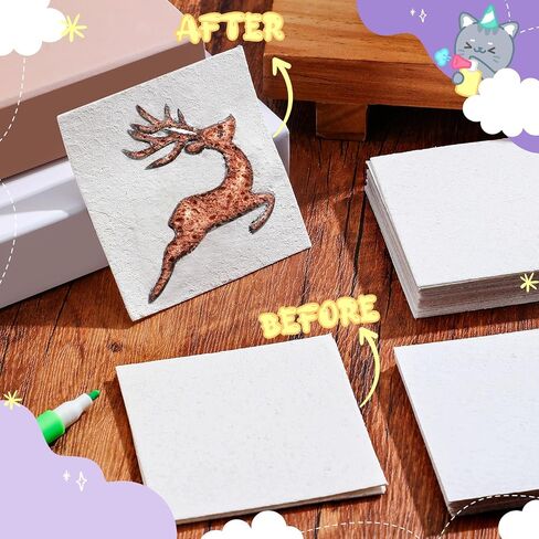 AmazingSpark 30 Pcs Magical Foam Texture Paper, 3" x 3" White Cellulose Cards Foam Texture Paper, DIY Art and Craft Supplies for Acrylics Painting in Saudi Arabia
