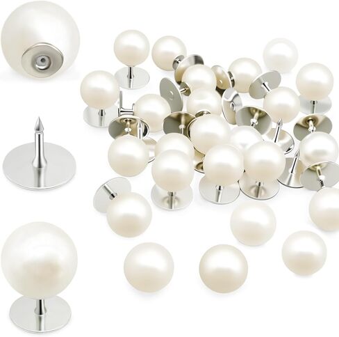 30 Sets Pearl Buttons No Sew Buttons for Clothes, 10mm Pearl Brooch Pins Reusable for Women, White Safety Pins for Dresses, Shirts, DIY Crafts, Fashion Decorative Accessories in Kuwait