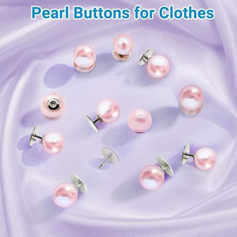 30 Sets Pearl Buttons No Sew Buttons for Clothes, 10mm Pearl Brooch Pins Reusable for Women, White Safety Pins for Dresses, Shirts, DIY Crafts, Fashion Decorative Accessories in Kuwait