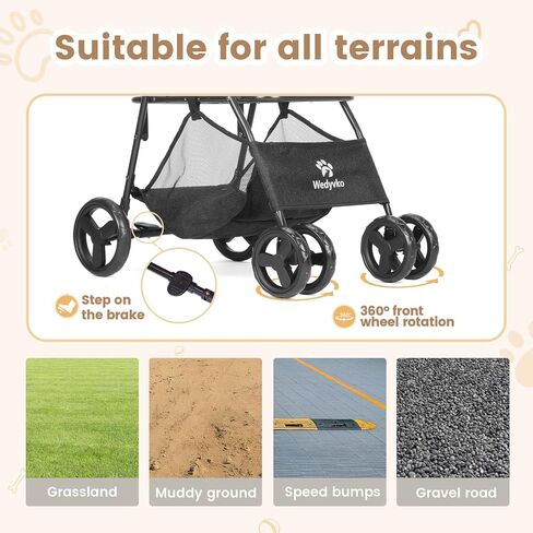 Pet Stroller, 4 Wheels Pet Strolling Cart for Medium/Small Dogs and Cats, Foldable Cat Jogger/Dog Stroller with Cup Holder, Storage Basket, Breathable Mesh, All-Season Pet Carrier (Dark Green) in Saudi Arabia