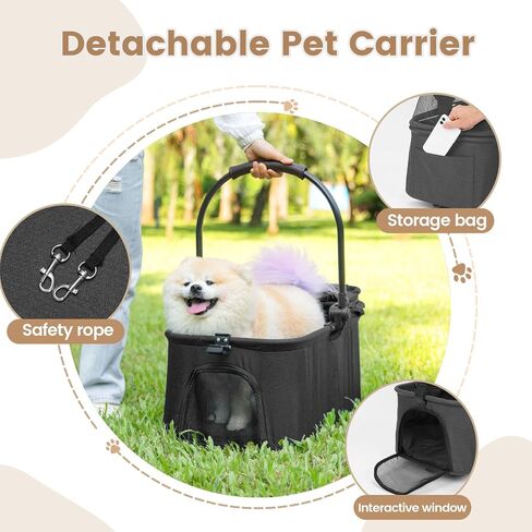 Pet Stroller, 4 Wheels Pet Strolling Cart for Medium/Small Dogs and Cats, Foldable Cat Jogger/Dog Stroller with Cup Holder, Storage Basket, Breathable Mesh, All-Season Pet Carrier (Dark Green) in Saudi Arabia