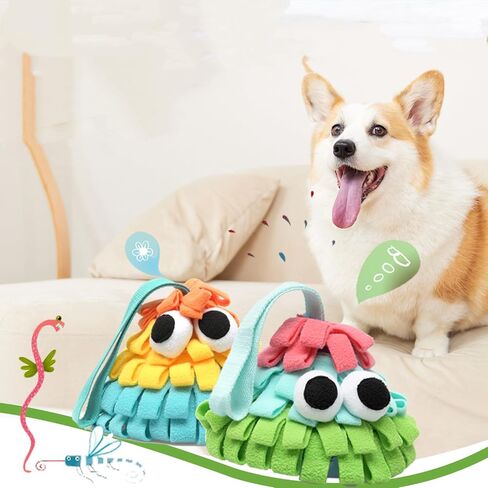 Snuffle Mat for Dogs with Squeaky, Interactive Dog Puzzle for Boredom, Slow Eating, Training Foraging Skills and Stress Relief, Pet Treat Feeding Mat for Dogs Cats (Orange Yellow Blue, Regular) in Saudi Arabia