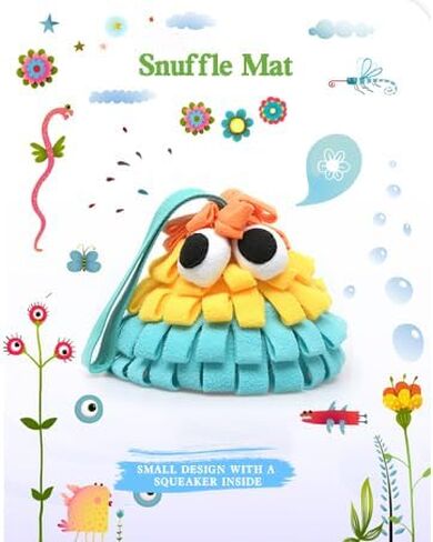 Snuffle Mat for Dogs with Squeaky, Interactive Dog Puzzle for Boredom, Slow Eating, Training Foraging Skills and Stress Relief, Pet Treat Feeding Mat for Dogs Cats (Orange Yellow Blue, Regular) in Saudi Arabia