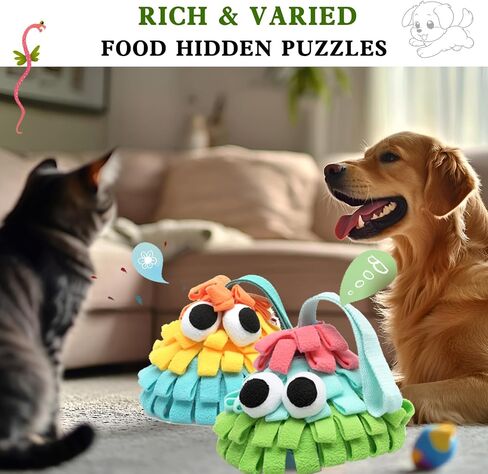 Snuffle Mat for Dogs with Squeaky, Interactive Dog Puzzle for Boredom, Slow Eating, Training Foraging Skills and Stress Relief, Pet Treat Feeding Mat for Dogs Cats (Orange Yellow Blue, Regular) in Saudi Arabia