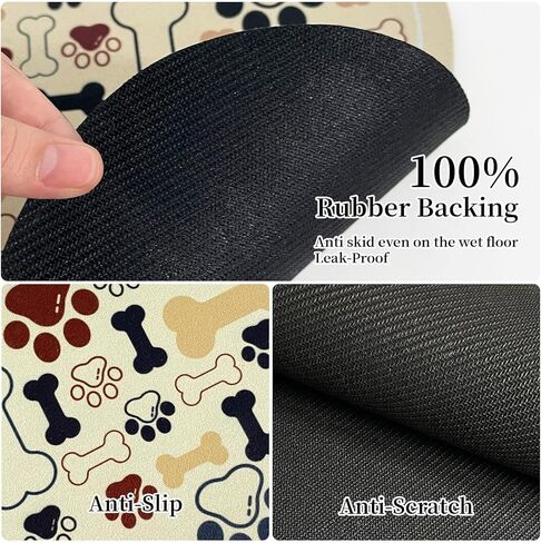 الكلب والقطط طعام الحصيرة على شكل عظم التغذية حصيرة حصيرة امتصاص بسرعة وعاء الماء مع دعم المطاط الداخلية الأرضية ملحقات ملحقات أليف مقاومة للبقع (رمادي ، 12x18 بوصة) in Kuwait