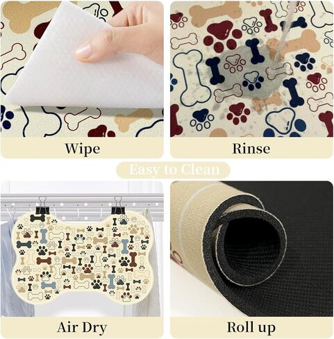 الكلب والقطط طعام الحصيرة على شكل عظم التغذية حصيرة حصيرة امتصاص بسرعة وعاء الماء مع دعم المطاط الداخلية الأرضية ملحقات ملحقات أليف مقاومة للبقع (رمادي ، 12x18 بوصة) in Kuwait