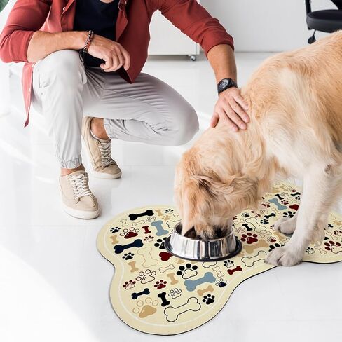 الكلب والقطط طعام الحصيرة على شكل عظم التغذية حصيرة حصيرة امتصاص بسرعة وعاء الماء مع دعم المطاط الداخلية الأرضية ملحقات ملحقات أليف مقاومة للبقع (رمادي ، 12x18 بوصة) in Kuwait