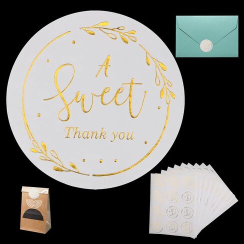 120Pcs A Sweet Thank You Stickers,Gold Thank You Stickers Label Sticker,2inch Round Gift Sticker for Baby Shower Birthday Wedding Graduation Party Favors in Saudi Arabia