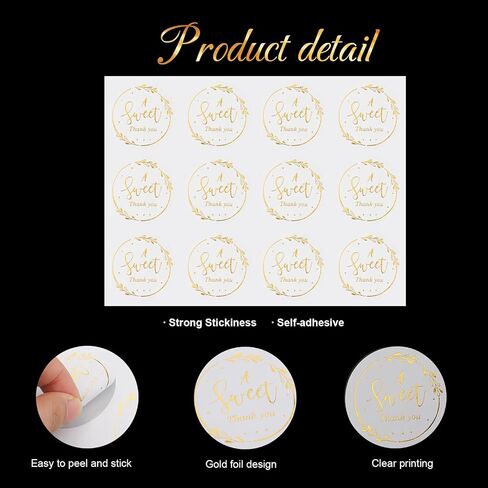 120Pcs A Sweet Thank You Stickers,Gold Thank You Stickers Label Sticker,2inch Round Gift Sticker for Baby Shower Birthday Wedding Graduation Party Favors in Saudi Arabia