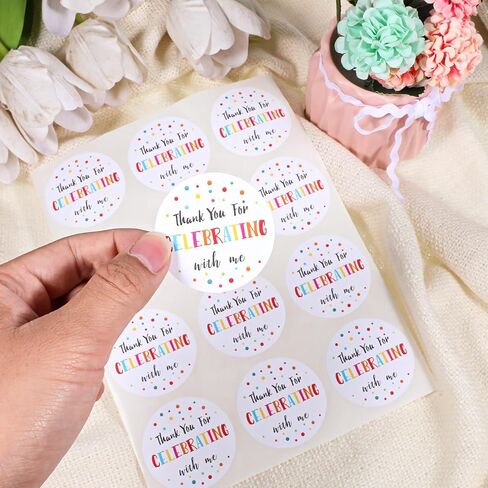 120 PCS 2INCH ROUND COLLUTFUL DOTS لاصق ، شكرًا لك ملصقات ، شكرًا لك على الاحتفال مع ملصقات عيد ميلادي لأكياس الهدايا والأظرف وفضلات الحفلات والزفاف in Kuwait