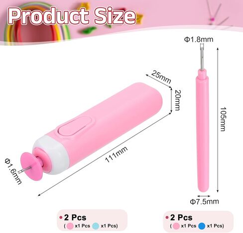 MECCANIXITY Electric Quilling Pen, Plastic Quilling Needle Pen, Paper Crafting Tool Slotted Kit for Beginners Art Craft DIY Paper Flowers Making Handmade Paper Rolling Craft(Pink, Blue) in Saudi Arabia
