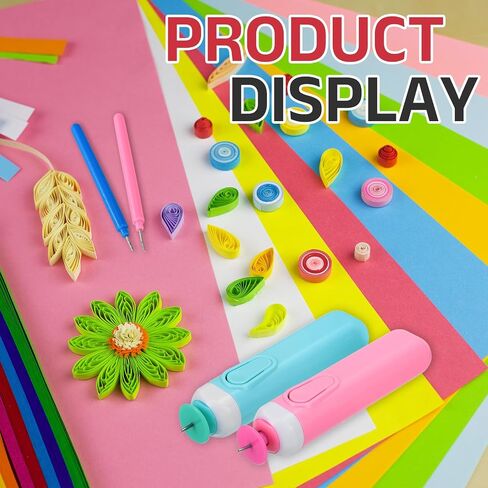 MECCANIXITY Electric Quilling Pen, Plastic Quilling Needle Pen, Paper Crafting Tool Slotted Kit for Beginners Art Craft DIY Paper Flowers Making Handmade Paper Rolling Craft(Pink, Blue) in Saudi Arabia