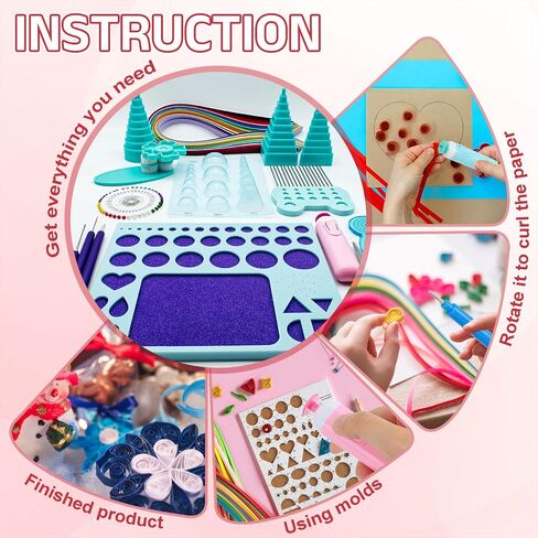 MECCANIXITY Electric Quilling Pen, Plastic Quilling Needle Pen, Paper Crafting Tool Slotted Kit for Beginners Art Craft DIY Paper Flowers Making Handmade Paper Rolling Craft(Pink, Blue) in Saudi Arabia
