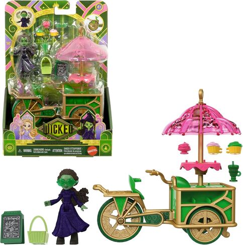Mattel Universal Pictures 'Wicked Emerald City Dessert Cart مع Cart & Elphaba Small Doll و 7 ملحقات مستوحاة من الفيلم in Kuwait