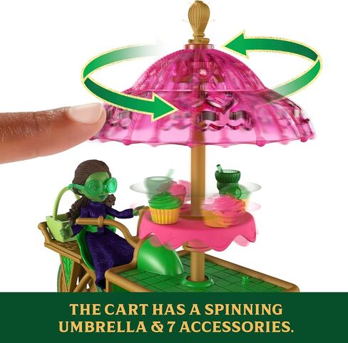 Mattel Universal Pictures 'Wicked Emerald City Dessert Cart مع Cart & Elphaba Small Doll و 7 ملحقات مستوحاة من الفيلم in Kuwait