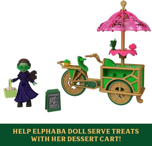 Mattel Universal Pictures 'Wicked Emerald City Dessert Cart مع Cart & Elphaba Small Doll و 7 ملحقات مستوحاة من الفيلم in Kuwait