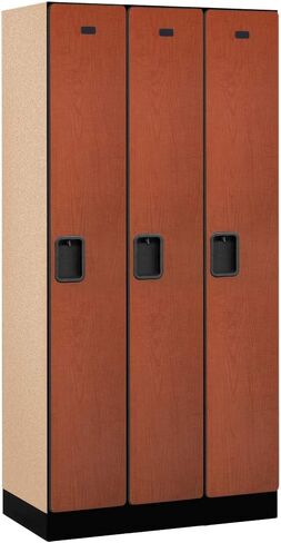 Salsbury Industries 1-Tier Designer Wood Locker with Three Wide Storage Units, 6-Feet High by 18-Inch Deep, Black in Kuwait