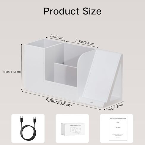 Pen Organizer with Phone Stand,Black Vegan Leather Desk Organizers with Remote Control Holder,Pencil Holder for Desk,Desk Organizer with Phone Charger for Office/Nightstand/Endtable in Kuwait
