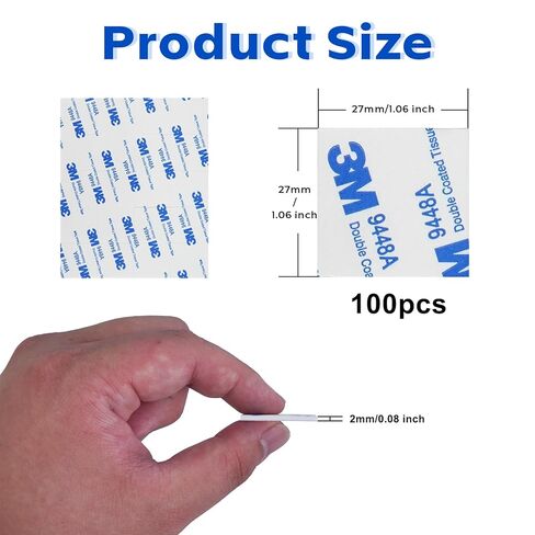 100pcs شريط رغوة مزدوج الجوانب ، شريط التثبيت الشاق الأبيض الشاق السوبر لا شرق الرغوة سمك 2 مم شريط لاصق لزجة إضافية ، مقاومة للماء للجدران صورة ، سيارة ، المنزل ، المكتب in Kuwait