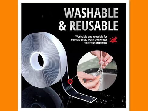 Double Sided Tape Heavy Duty, Multipurpose Removable Mounting Tape Adhesive, Reusable Strong Stick Wall Tape Strip Clear Adhesive for Poster Carpet Tape Sticky Items-(9.84 feet)-White (A2) in Saudi Arabia