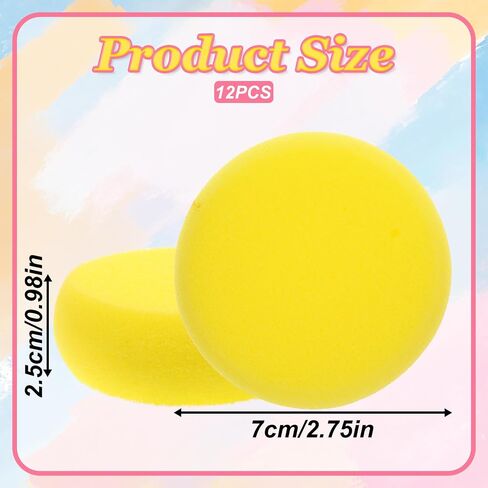 Paint Sponge, 12 Pcs Yellow Round Painting Sponges 3 Inch Artist Pottery Sponge Applicator Watercolor Sponges for Face Painting Pottery Art Crafts Ceramics in Saudi Arabia