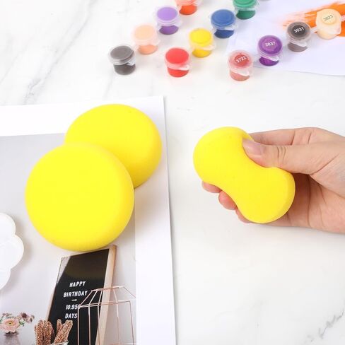 Paint Sponge, 12 Pcs Yellow Round Painting Sponges 3 Inch Artist Pottery Sponge Applicator Watercolor Sponges for Face Painting Pottery Art Crafts Ceramics in Saudi Arabia