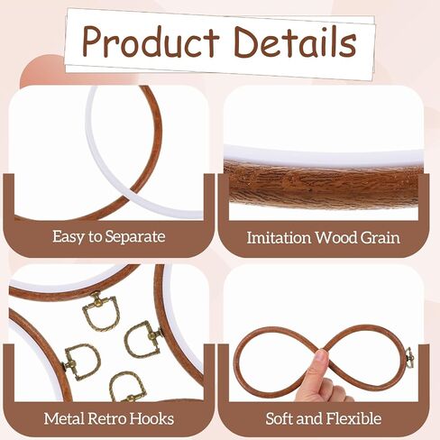 6 PCS Embroidery Hoops Bulk 8 Inch Cross Stitch Hoop Wood Embroidery Hoop Frame, Wooden Circle Ring for Crossstitch Sewing Art Craft DIY Needlepoint Projects in Saudi Arabia