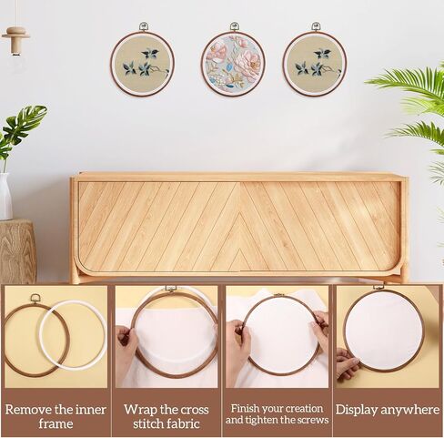 6 PCS Embroidery Hoops Bulk 8 Inch Cross Stitch Hoop Wood Embroidery Hoop Frame, Wooden Circle Ring for Crossstitch Sewing Art Craft DIY Needlepoint Projects in Saudi Arabia
