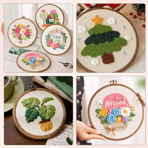 6 PCS Embroidery Hoops Bulk 8 Inch Cross Stitch Hoop Wood Embroidery Hoop Frame, Wooden Circle Ring for Crossstitch Sewing Art Craft DIY Needlepoint Projects in Saudi Arabia