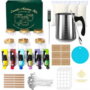 Aeraroma Candle Making Kit for Adults, Soy Candle Making Kit for Beginner - DIY Starter Candle Making Supplies with 900ml Candle Make Pouring Pot & Glass Jars, Perfect for Home Decorations in Saudi Arabia