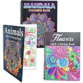 Ilyever 3 Pack Color by Number,Stress Relief Coloring Books for Adults,Spiral Bound Coloring Books for Women,Include 60 Patterns of Butterfly, Flowers,Animals for Adult Relaxation in Kuwait