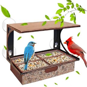 Window Bird Feeder with Strong Suction Cups, Metal Bird Feeders for Outdoors Birdwatching Gifts for Cats & Nature Lovers in Saudi Arabia