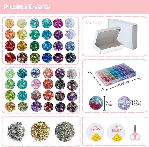 ريفكي 1200PCS حبات الزجاج سوار صنع طقم ، 48 لونا من الخرز الكريستال لصنع المجوهرات ، والخرز الزجاجي على شكل غريب للأساور والحرف اليدوية (بيضاوي وخيزران) in Kuwait