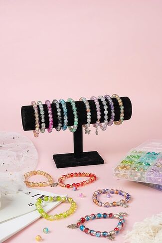 ريفكي 1200PCS حبات الزجاج سوار صنع طقم ، 48 لونا من الخرز الكريستال لصنع المجوهرات ، والخرز الزجاجي على شكل غريب للأساور والحرف اليدوية (بيضاوي وخيزران) in Kuwait