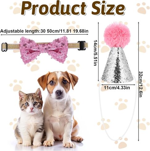 4 PCS CAT عيد ميلاد قبعة Bowtie ، وردي وأزرق صغير الكلب قبعة العجبة Topper Bowtie قابلة للضبط قابلة للتعديل Pet Party Hat و Tie Bow Breakaway مجموعة لذيذ القبعات القطط للقطط متوسطة الحيوانات الأليفة in Kuwait