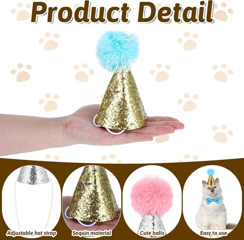 4 PCS CAT عيد ميلاد قبعة Bowtie ، وردي وأزرق صغير الكلب قبعة العجبة Topper Bowtie قابلة للضبط قابلة للتعديل Pet Party Hat و Tie Bow Breakaway مجموعة لذيذ القبعات القطط للقطط متوسطة الحيوانات الأليفة in Kuwait