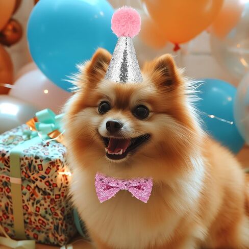 4 PCS CAT عيد ميلاد قبعة Bowtie ، وردي وأزرق صغير الكلب قبعة العجبة Topper Bowtie قابلة للضبط قابلة للتعديل Pet Party Hat و Tie Bow Breakaway مجموعة لذيذ القبعات القطط للقطط متوسطة الحيوانات الأليفة in Kuwait