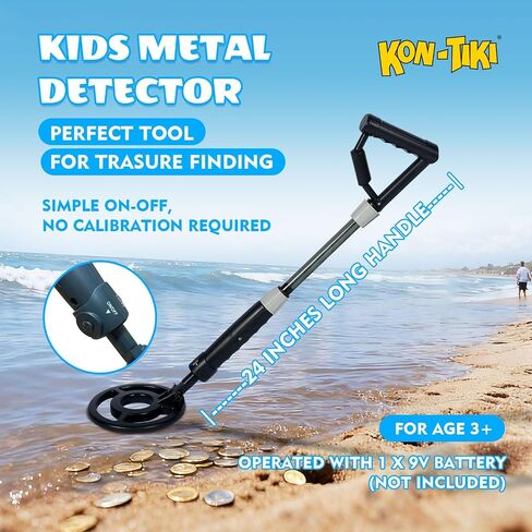 Kids Metal Detector with Sound & LED Alerts, 75" Long Lightweight Beginner Metal Detector for Kids, Treasure Finder, Easy Screen-Free Operation, Beach & Outdoor STEM Toy Gift for Boys & Girls Age 5+ in Saudi Arabia