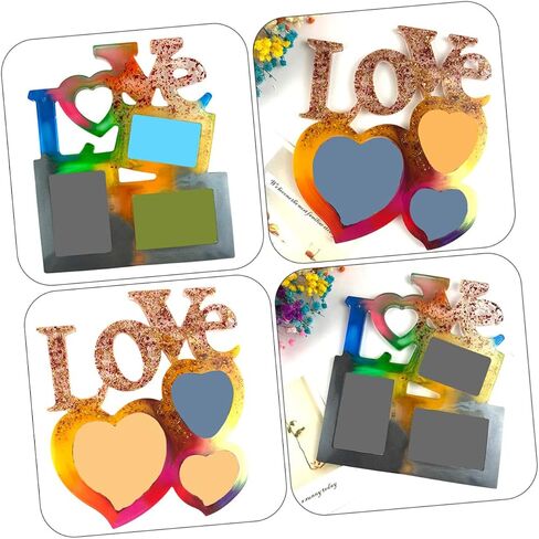 Gadpiparty 2pcs Epoxy Photo Frame Mold for Mother's Day Crafts Heart-Shaped Easy Demoulding Safe Material for Creative Home Decor in Saudi Arabia