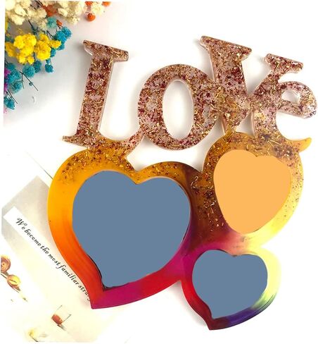 Gadpiparty 2pcs Epoxy Photo Frame Mold for Mother's Day Crafts Heart-Shaped Easy Demoulding Safe Material for Creative Home Decor in Saudi Arabia